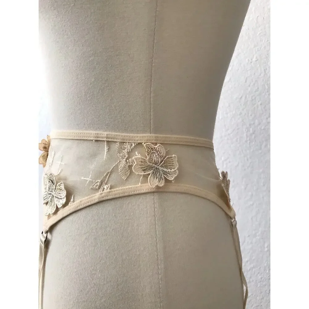 Lingerie Garter Belt Floral Embroidered Fairy Coquette Cottagecore Romantic